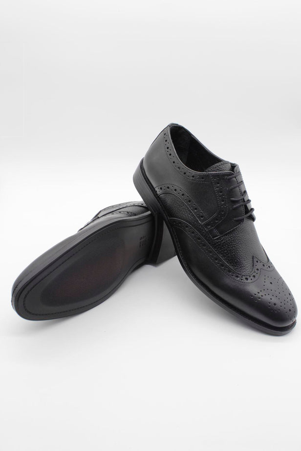 Black 100% Leather Lace-Up Classic Shoes 1033245176