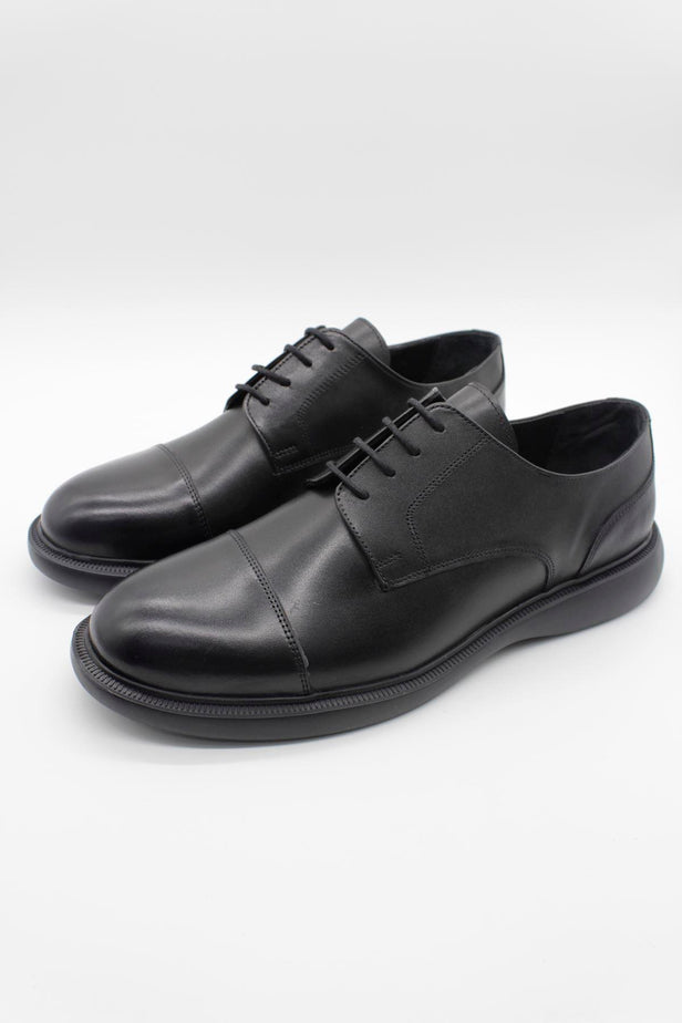 Black 100% Leather Analin Lace-Up Classic Shoes 1033245179
