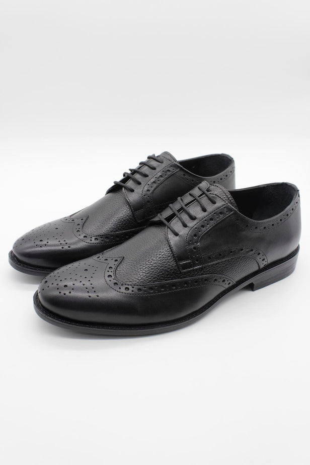 Black 100% Leather Lace-Up Classic Shoes 1033245176
