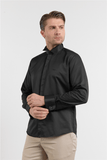 White Long Sleeve Ata Collar Pocketless Slim Fit Cotton Shirt 1004255915