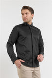 White Long Sleeve Ata Collar Pocketless Slim Fit Cotton Shirt 1004255915