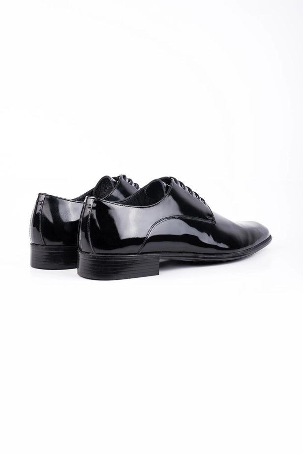 Black 100% Leather Patent Slip-On Ceremony Dress Shoes.