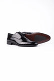 Black 100% Leather Patent Slip-On Ceremony Dress Shoes.