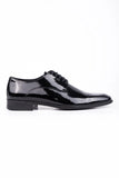 Black 100% Leather Patent Slip-On Ceremony Dress Shoes.