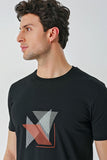 Black Printed Crew Neck Casual Slim Fit T-Shirt 1011240168