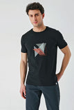 Black Printed Crew Neck Casual Slim Fit T-Shirt 1011240168