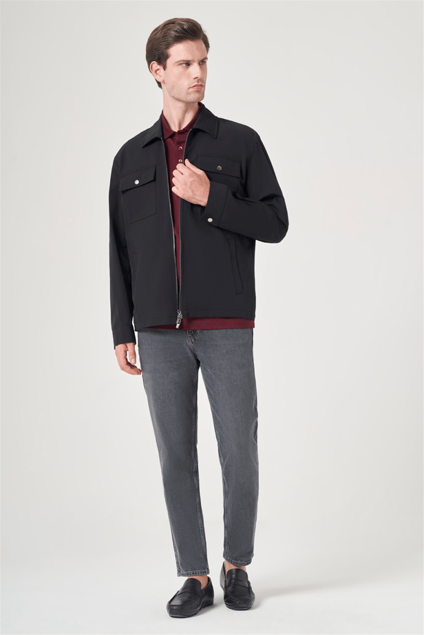 IMZA Men's Berberi Collar Gabardine Slim Fit Casual Jacket – 1007260151