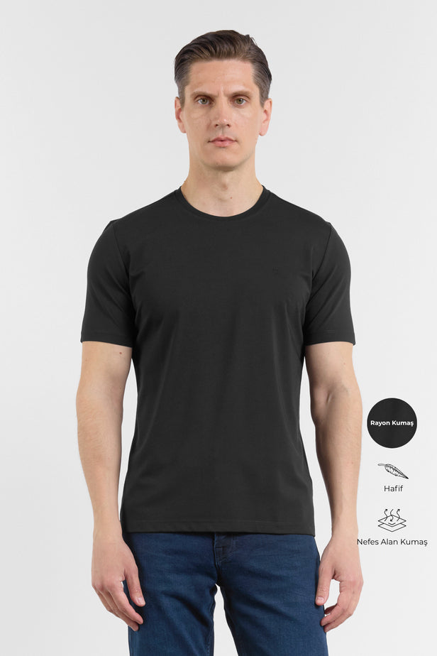 Short Sleeve Crew Neck Pocketless Standard Fit Knit T-Shirt 1011260151