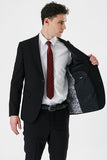 Black Solid Peak Lapel Stretch 6 Drop Slim Fit Classic Suit 1001240161