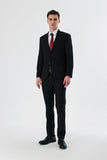 Black Solid Peak Lapel Stretch 6 Drop Slim Fit Classic Suit 1001240161