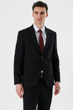 Black Solid Peak Lapel Stretch 6 Drop Slim Fit Classic Suit 1001240161