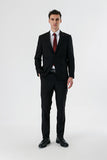 Black Solid Peak Lapel Stretch 6 Drop Slim Fit Classic Suit 1001240161