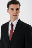 Black Solid Peak Lapel Stretch 6 Drop Slim Fit Classic Suit 1001240161