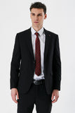 Black Solid Peak Lapel Stretch 6 Drop Slim Fit Classic Suit 1001240161
