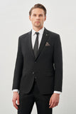 Black Solid Notch Lapel Stretch 6 Drop Slim Fit Classic Suit 1001245178