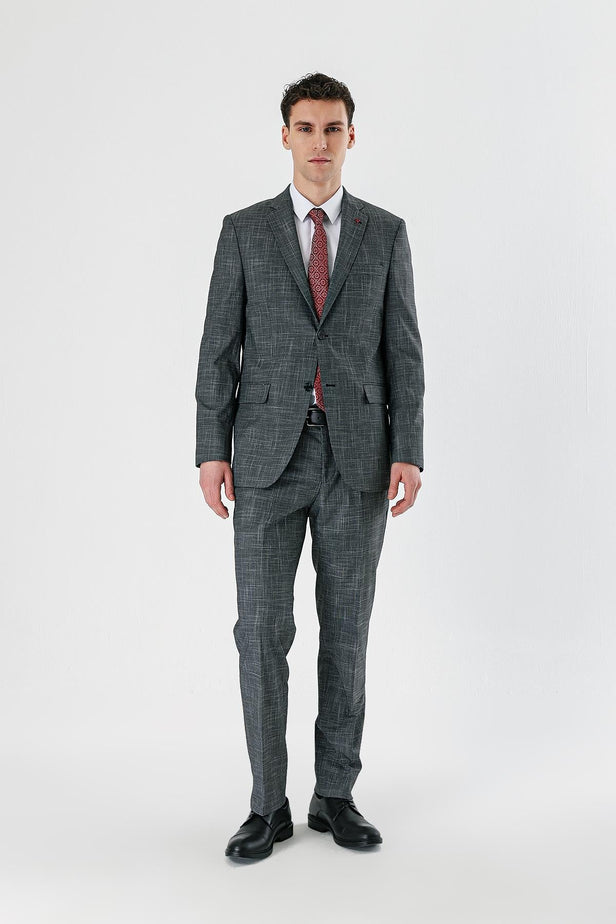 Checked Notch Lapel Stretch 6 Drop Comfort Fit Classic Suit 1001240165