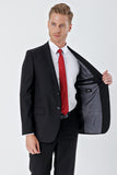 Black Gabardine Notch Lapel 6 Drop Comfort Fit Basic Suit 1001240010