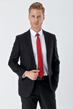 Black Gabardine Notch Lapel 6 Drop Comfort Fit Basic Suit 1001240010