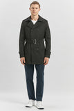 Black Gabardine Notch Lapel Single Vent Full-Lined Slim Fit Classic Long Coat 1008245105
