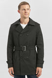 Black Gabardine Notch Lapel Single Vent Full-Lined Slim Fit Classic Long Coat 1008245105