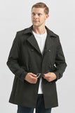 Black Gabardine Notch Lapel Single Vent Full-Lined Slim Fit Classic Long Coat 1008245105
