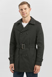 Black Gabardine Notch Lapel Single Vent Full-Lined Slim Fit Classic Long Coat 1008245105
