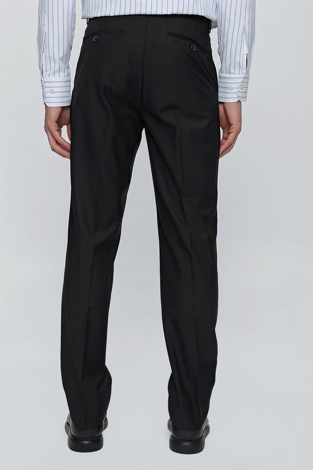 Black Stretch Side Pocket Gabardine Comfort Fit Classic Trousers 1003240005