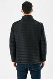 Black Quilted Padded Stand Collar Lined Slim Fit Casual Jacket 1007235264