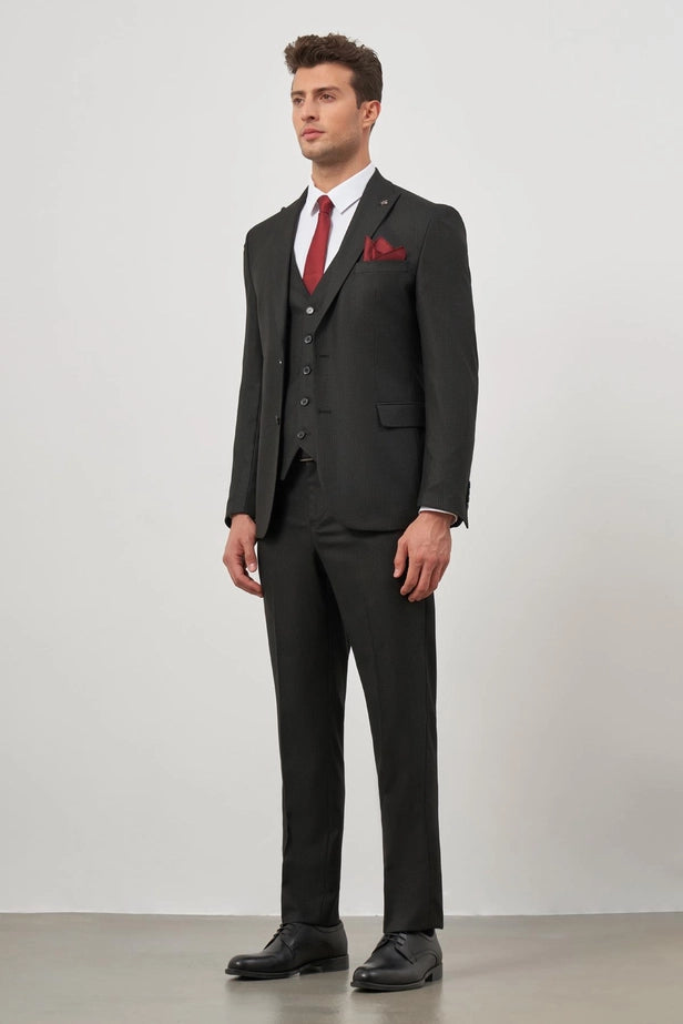 IMZA Men's Wool Blend Peak Lapel Slim Fit 3-Piece Classic Suit – 1001245153