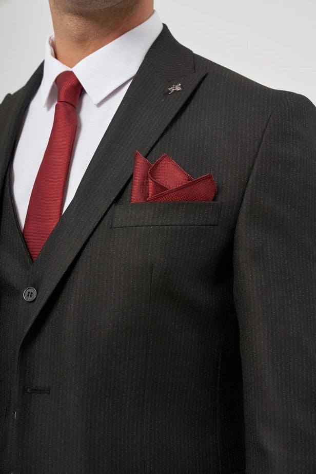 IMZA Men's Wool Blend Peak Lapel Slim Fit 3-Piece Classic Suit – 1001245153
