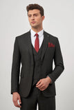 IMZA Men's Wool Blend Peak Lapel Slim Fit 3-Piece Classic Suit – 1001245153