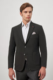 Black Self-Patterned Textured Notch Lapel 6 Drop Slim Fit Classic Blazer 1002245158