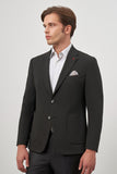 Black Self-Patterned Textured Notch Lapel 6 Drop Slim Fit Classic Blazer 1002245158