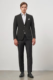 Black Self-Patterned Textured Notch Lapel 6 Drop Slim Fit Classic Blazer 1002245158