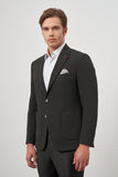 Black Self-Patterned Textured Notch Lapel 6 Drop Slim Fit Classic Blazer 1002245158