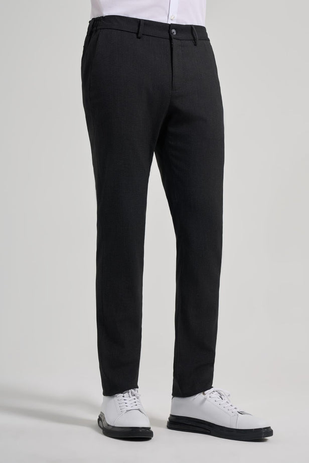 Self-Patterned Side Pocket Slim Fit Jogger Trousers 1003250161