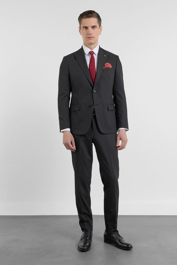 IMZA Men's Self-Patterned Peak Lapel Slim Fit Stretch Classic Suit – 1001260158
