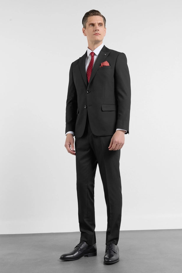 IMZA Men's Self-Patterned Peak Lapel Slim Fit Stretch Classic Suit – 1001260158