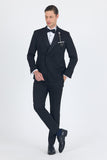 Black Wing Lapel Double-Breasted 6 Drop Slim Fit Ceremony Suit 1001250203
