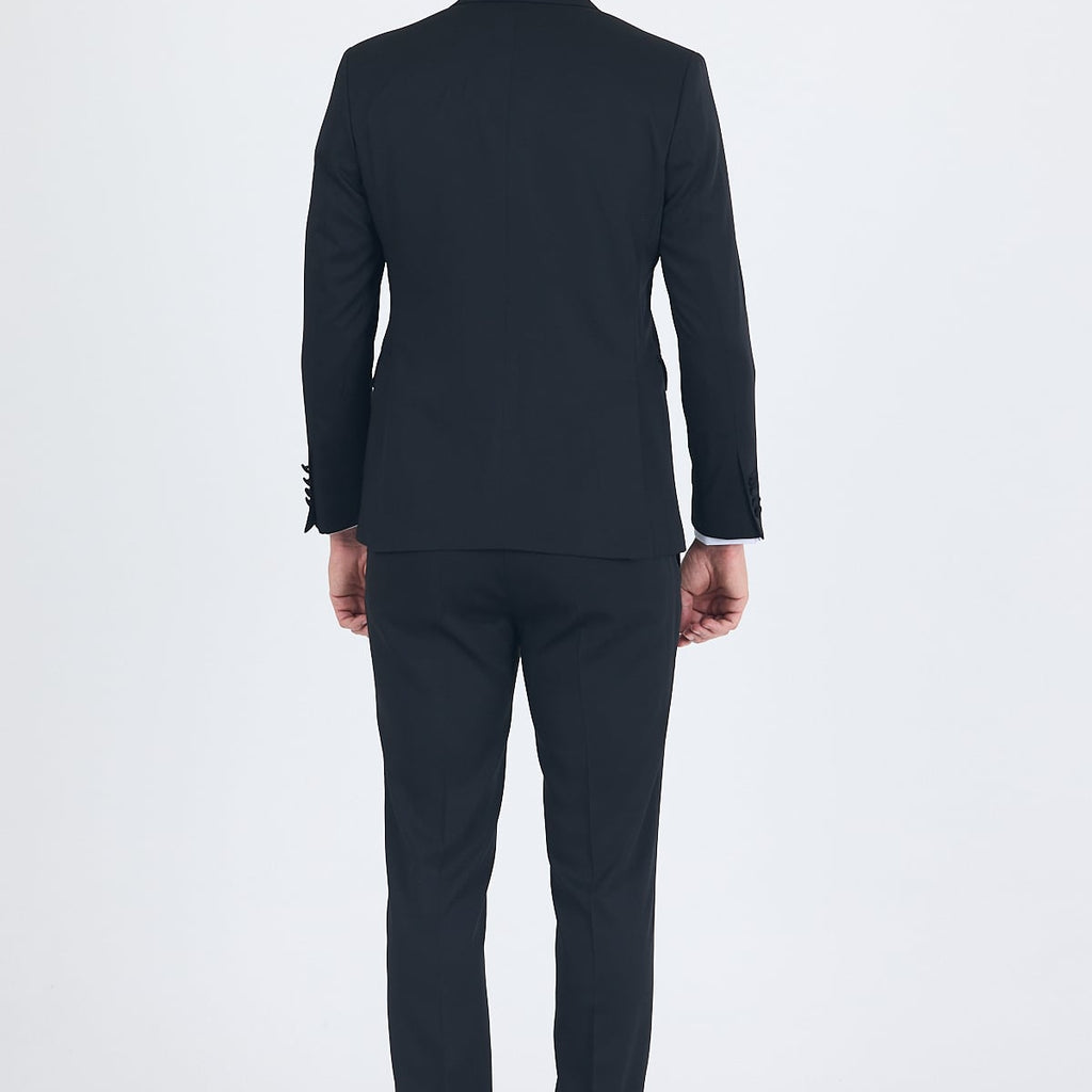 Black Wing Lapel Double-Breasted 6 Drop Slim Fit Ceremony Suit 1001250203