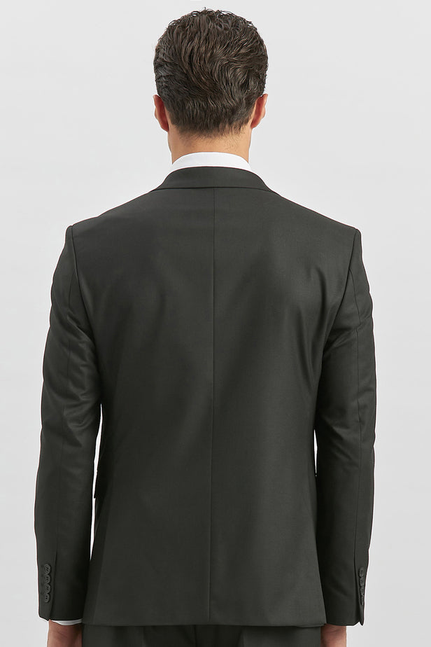 Peak Lapel Lined Suit with Vest 6 Drop Slim Fit Classic Suit 1001240179