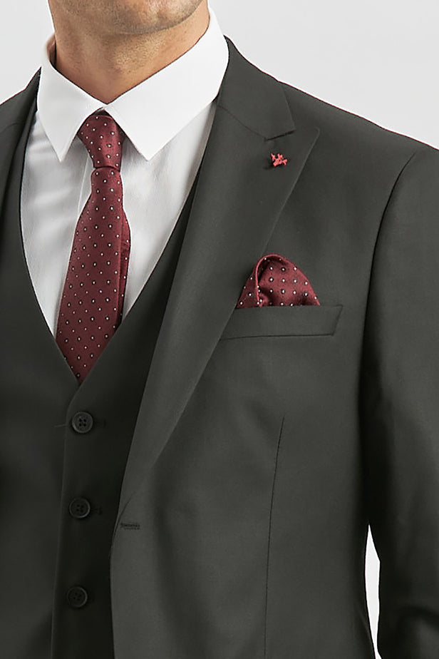 Peak Lapel Lined Suit with Vest 6 Drop Slim Fit Classic Suit 1001240179