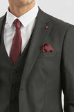 Peak Lapel Lined Suit with Vest 6 Drop Slim Fit Classic Suit 1001240179