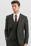 Peak Lapel Lined Suit with Vest 6 Drop Slim Fit Classic Suit 1001240179