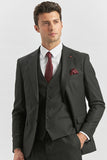Peak Lapel Lined Suit with Vest 6 Drop Slim Fit Classic Suit 1001240179