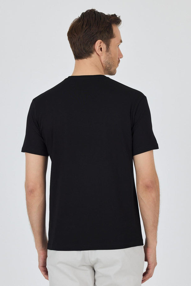 Short Sleeve Plain Crew Neck Pocketless Slim Fit Cotton T-Shirt 1011250158