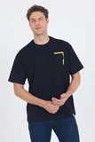 Short Sleeve Crew Neck Flap Pocket Oversize Cotton T-Shirt 1011250131