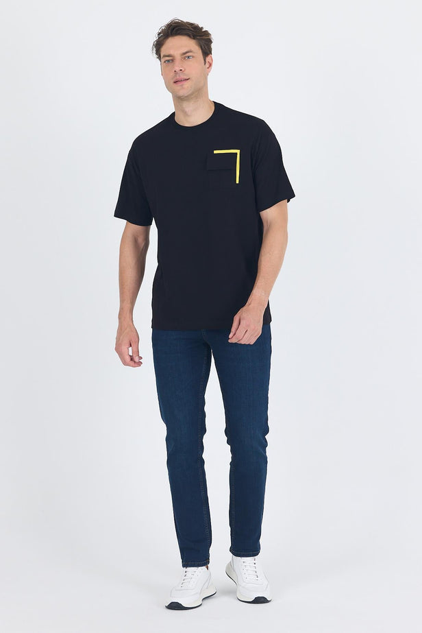 Short Sleeve Crew Neck Flap Pocket Oversize Cotton T-Shirt 1011250131
