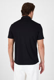 Black Short Sleeve Button Collar Pocketless Performance Slim Fit Shirt 1004250256