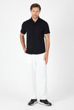 Black Short Sleeve Button Collar Pocketless Performance Slim Fit Shirt 1004250256